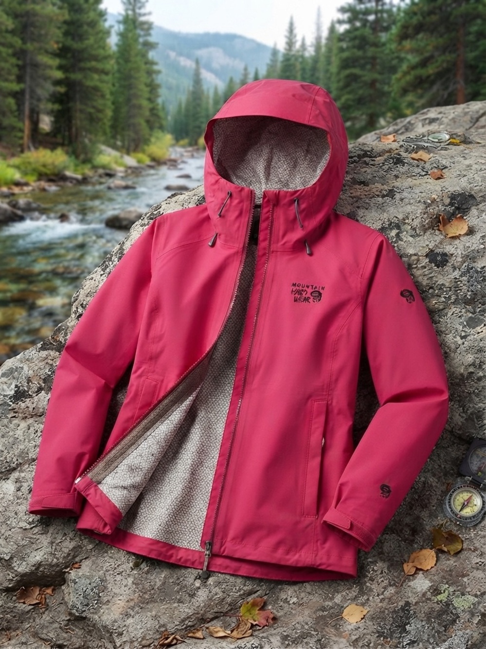 Mountain Hardwear Waterproof Hooded Jacket - Magenta / Pink S